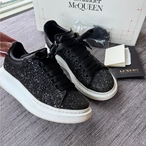 Alexander McQueen Black Glitter Sneakers